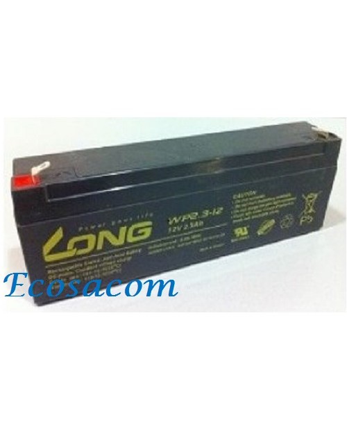 REF: 909/L, Batería- 12V. 2,9 Ah. Gel de plomo, sin mantenimiento (Larga)